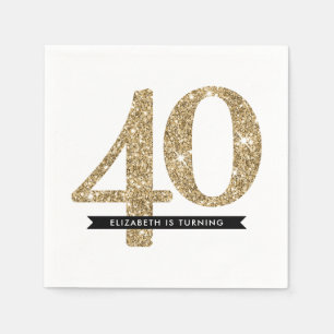 FEESTTAFEL GROTE LEEFTIJD moderne 40 gouden glitte Servetten