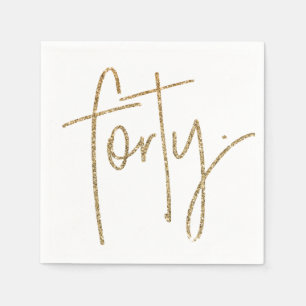 FEESTTAFEL veertig schrift modern 40 goud glitter Servetten