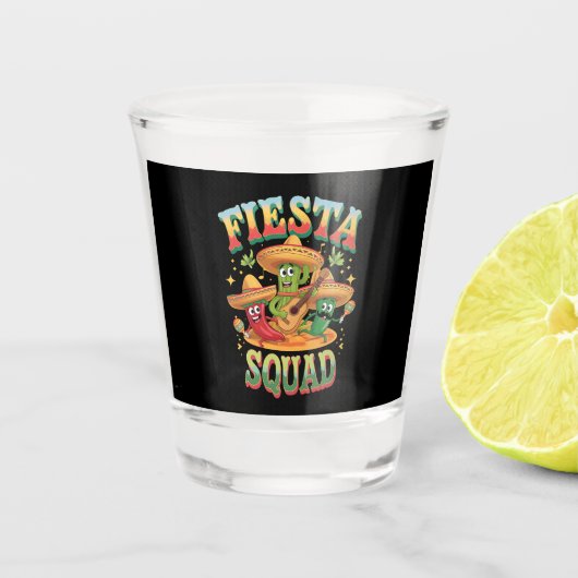 Feestteam Grappige Cinco De Mayo Mexicaans Feest Shot Glas (Voorkant)