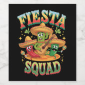 Feestteam Grappige Cinco De Mayo Mexicaans Feest Wijn Etiket (Enkel label)