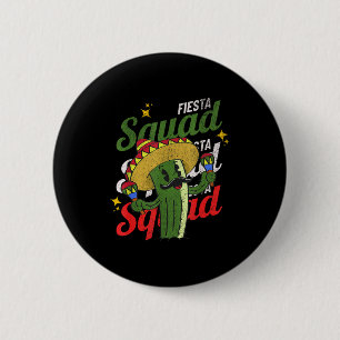 Feestteam Mexicaans feest cactus cinco de mayoFie Ronde Button 5,7 Cm