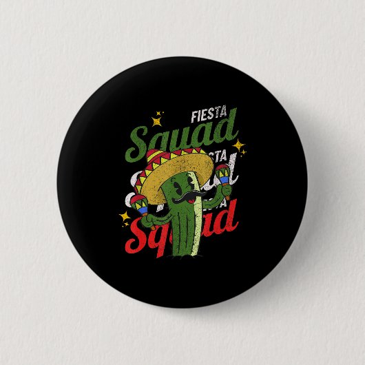 Feestteam Mexicaans feest cactus cinco de mayoFie Ronde Button 5,7 Cm (Voorkant)