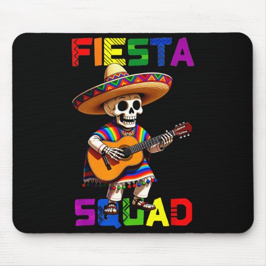 Feestteam ontwerp cinco de mayo skelet sombrer muismat (Voorkant)