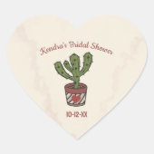 Feestthema Bruidsfeest Persoonlijke Cactus  Hart Sticker (Voorkant)