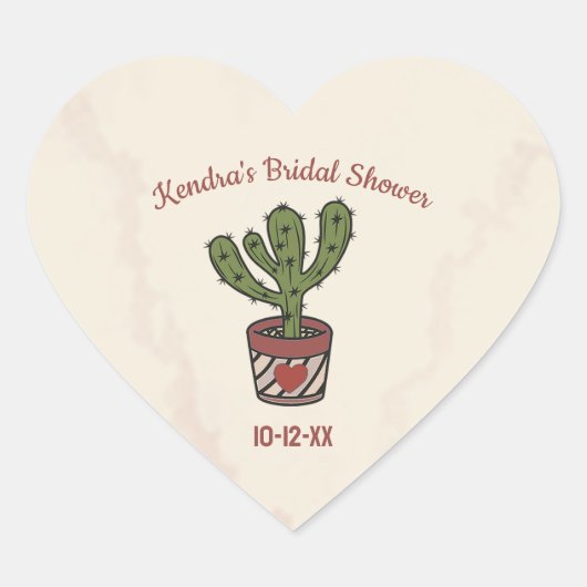 Feestthema Bruidsfeest Persoonlijke Cactus  Hart Sticker (Voorkant)