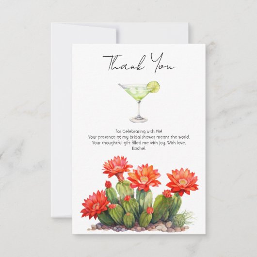 Feestthema Cactus Martini Bruidsdiner Bedankkaart (Voorkant)