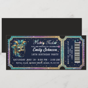 Feestticket Verjaardagsuitnodiging Goud Kaart