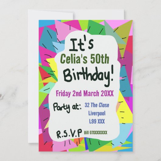 Feesttijd 50e verjaardag elke leeftijd personalise kaart (Achterkant)