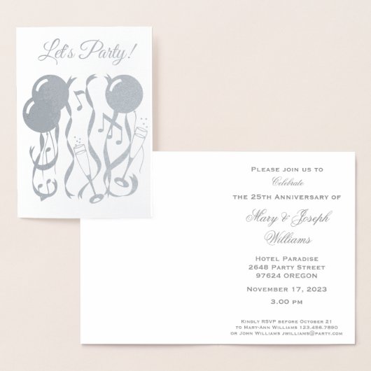 Feesttijd Aangepaste 25e Jubileum Uitnodiging (Display)