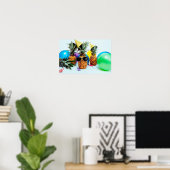 Feesttijd Ananassen met Feestartikelen Klein Poster (Thuiskantoor)