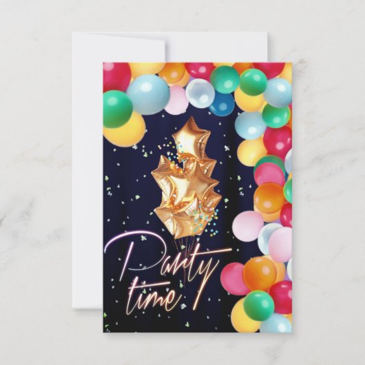 Feesttijd ballon muur blauwe glittersluier kaart (Voorkant)