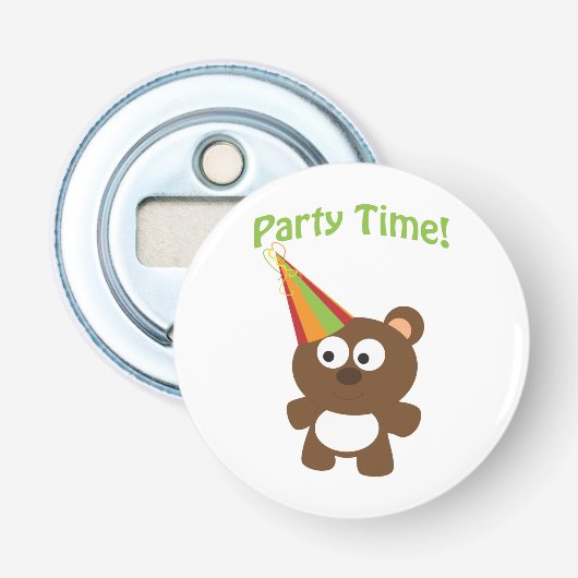 Feesttijd! Beer Button Flesopener (Voorkant)