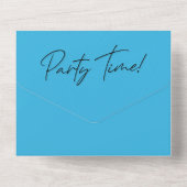 Feesttijd | Blauw Modern Minimalistisch Leuke Verj All In One Uitnodiging (Achterkant)