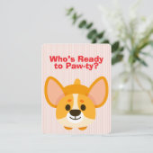 Feesttijd Corgi Verjaardag Kaart (Staand voorkant)