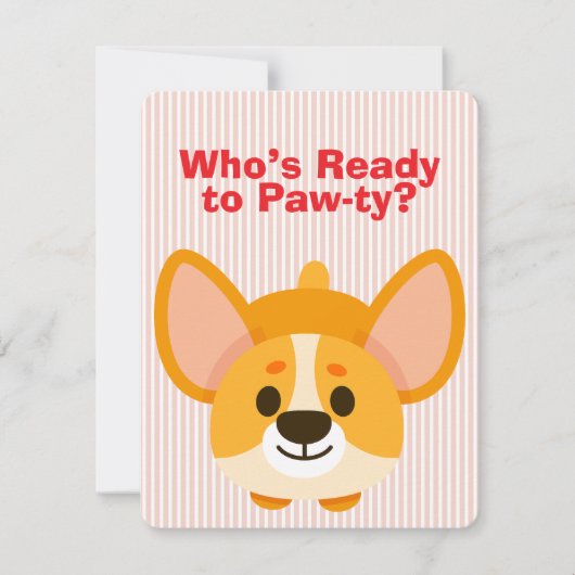 Feesttijd Corgi Verjaardag Kaart (Voorkant)