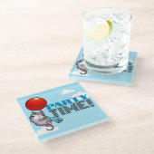 FEestTijd! Feest Possum Grappige Zwevende Opossum Glazen Onderzetter (Schuin)