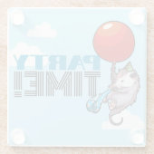 FEestTijd! Feest Possum Grappige Zwevende Opossum Glazen Onderzetter (Achterkant)