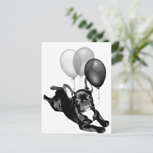 Feesttijd Franse Bulldog briefkaart (Staand voorkant)