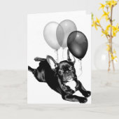 Feesttijd Franse Bulldog wenskaart Kaart (Gele Bloem)