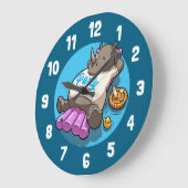 Feesttijd Funny Rhino Zwembad Cartoon Grote Klok (Hoek)