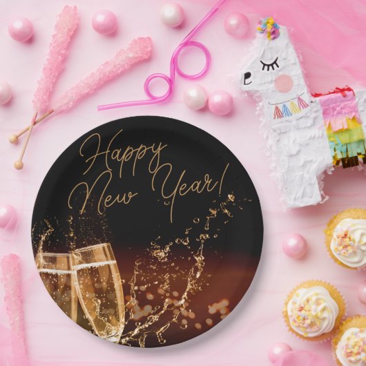 Feesttijd! Happy New Year Paper-Borden Papieren Bordje (Feest)
