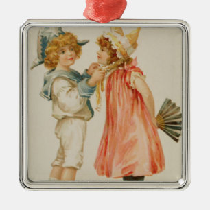 feesttijd, kerstbriefkaart metalen ornament