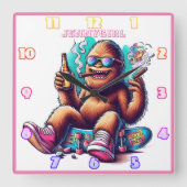 Feesttijd met een chill Sasquatch op skateboards Vierkante Klok (Voorkant)