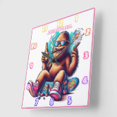 Feesttijd met een chill Sasquatch op skateboards Vierkante Klok (Hoek)