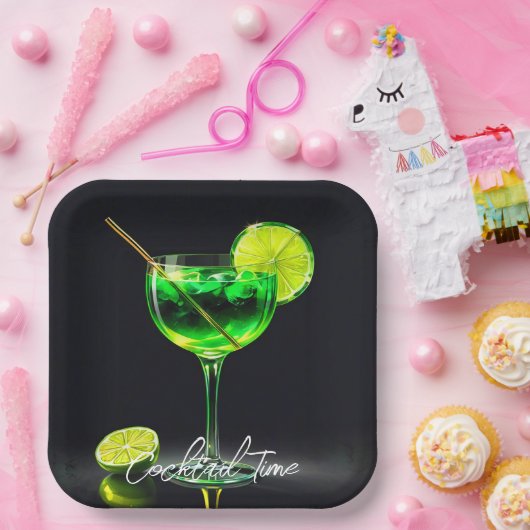 Feesttijd Neon Populair Gepersonaliseerd Papieren Bordje (Feest)