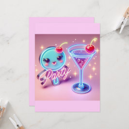 Feesttijd Neon Roze Kaart