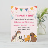 Feesttijd Puppy Hond Verjaardagsfeestje  Kaart (Staand voorkant)