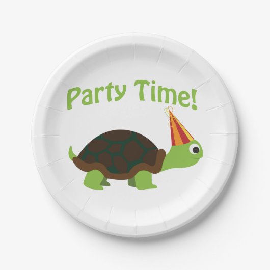 Feesttijd! Schildpad Papieren Bordje (Voorkant)