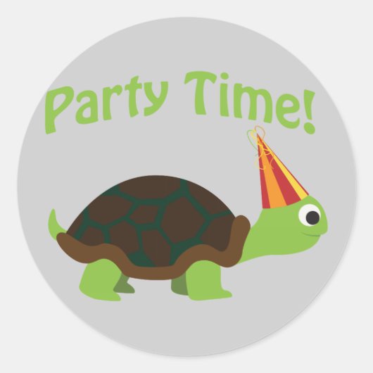 Feesttijd! Schildpad Ronde Sticker (Voorkant)