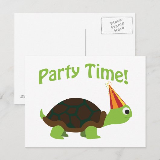 Feesttijd! Schildpad Uitnodiging Briefkaart (Voorkant / Achterkant)