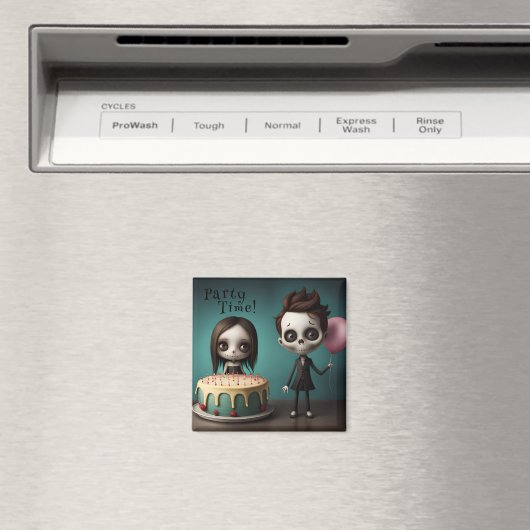 Feesttijd! skelet vrienden met verjaardagstaart magneet (Insitu (Vaatwasser))