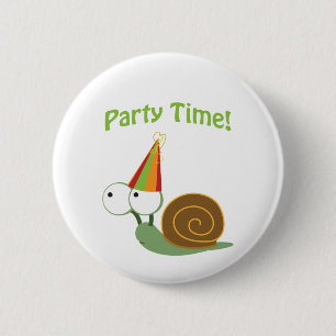 Feesttijd. slak ronde button 5,7 cm