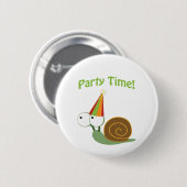 Feesttijd. slak ronde button 5,7 cm (Voorkant /achterkant)