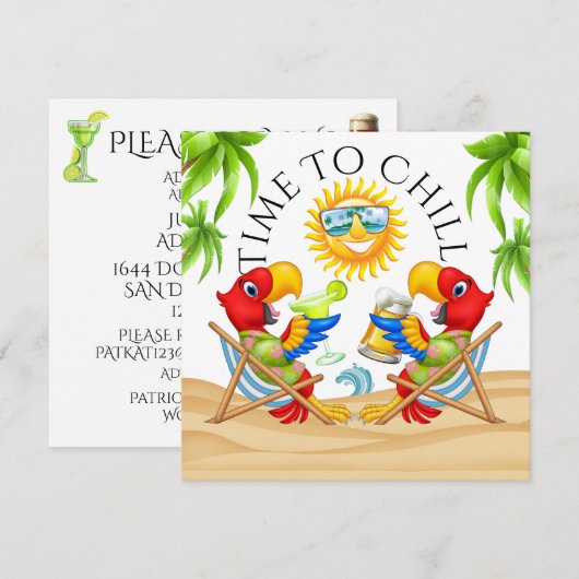 FEESTTIJD Uitnodiging (Voorkant / Achterkant)