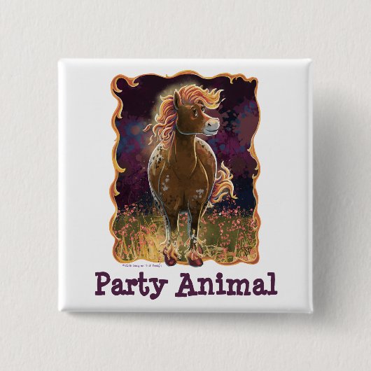 Feesttijd Vuur Paard Vierkante Button 5,1 Cm (Voorkant)