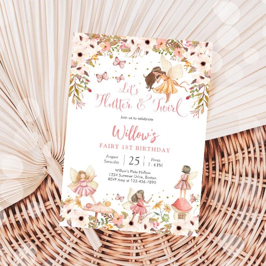 Feestuitnodiging 1e verjaardag Fee Kaart