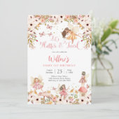 Feestuitnodiging 1e verjaardag Fee Kaart (Staand voorkant)