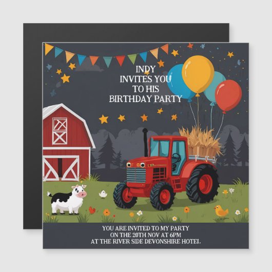 Feestuitnodiging die u naar uw smaak kunt personal (Voorkant / Achterkant)