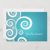 Feestuitnodiging Fabulous Swirls Blauw Kaart (Achterkant)