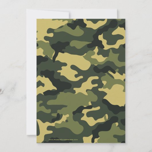 Feestuitnodiging: Groene Militaire Camouflage Kaart (Achterkant)