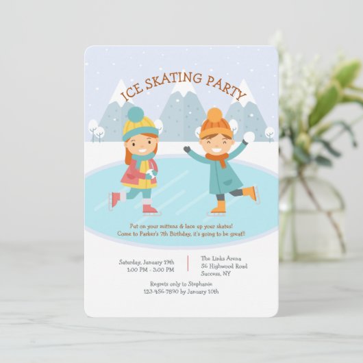 Feestuitnodiging IJspartij voor Kinderen Kaart (Staand voorkant)