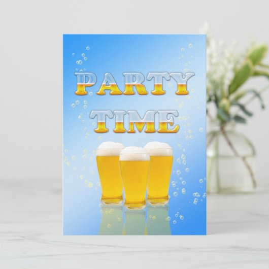 Feestuitnodiging met een bierbril kaart (Staand voorkant)