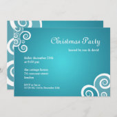 Feestuitnodiging Prachtige Krullen Blauw Kaart (Voorkant / Achterkant)