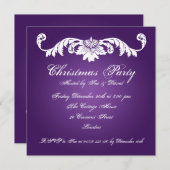 Feestuitnodiging Vintage Ornament op Paars Kaart (Voorkant / Achterkant)