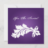 Feestuitnodiging Vintage Ornament op Paars Kaart (Achterkant)