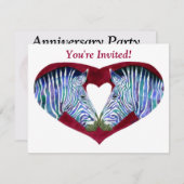 Feestuitnodiging - Zebra's & Hart Kaart (Voorkant / Achterkant)